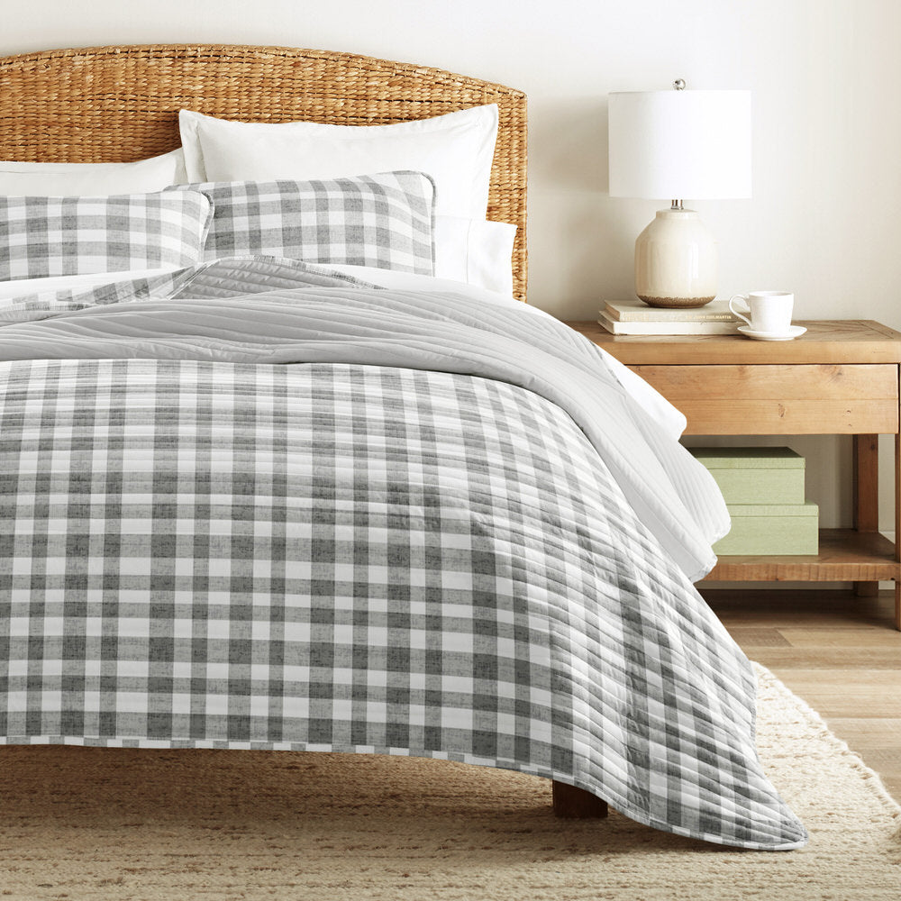 Watercolor Plaid Reversible Quilted Coverlet Set