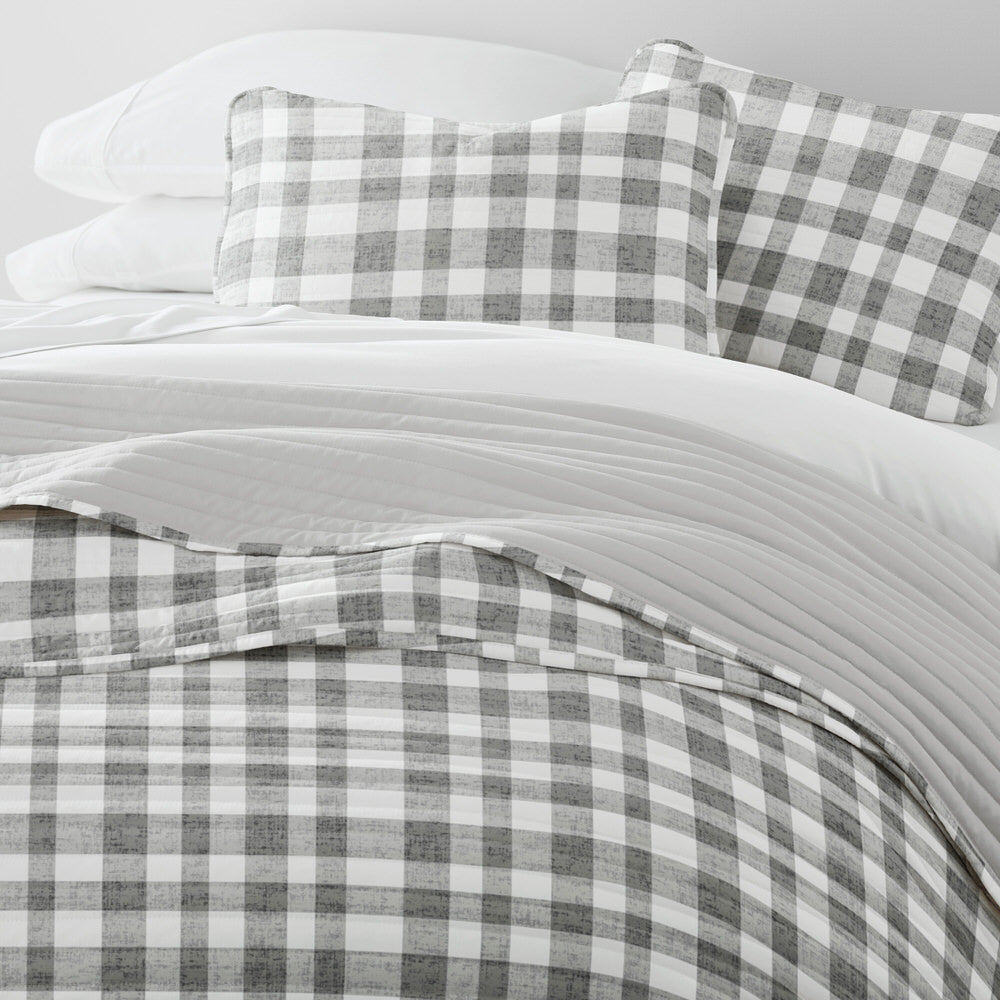 Watercolor Plaid Reversible Quilted Coverlet Set