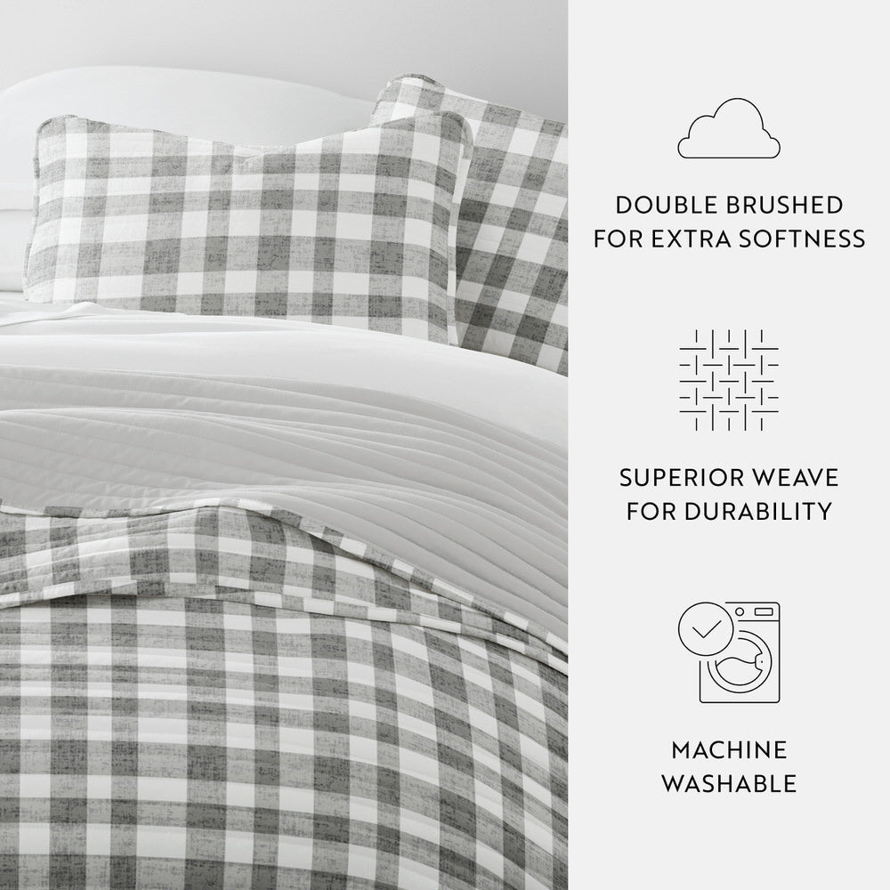 Watercolor Plaid Reversible Quilted Coverlet Set