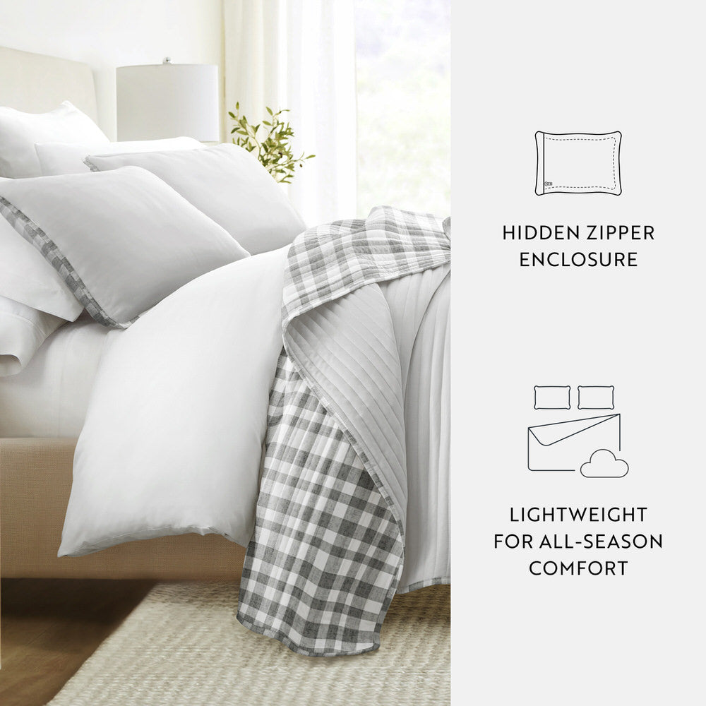 Watercolor Plaid Reversible Quilted Coverlet Set