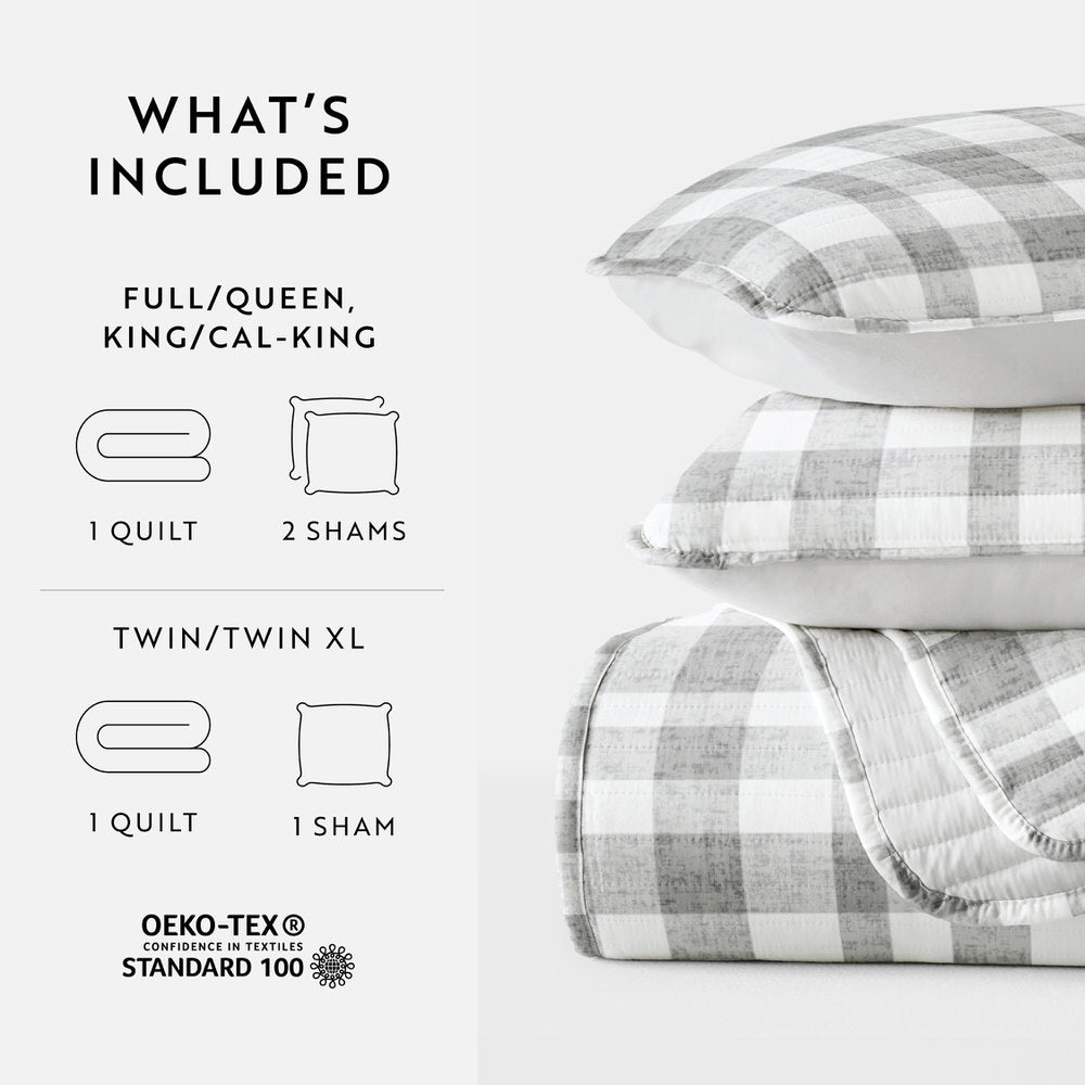 Watercolor Plaid Reversible Quilted Coverlet Set